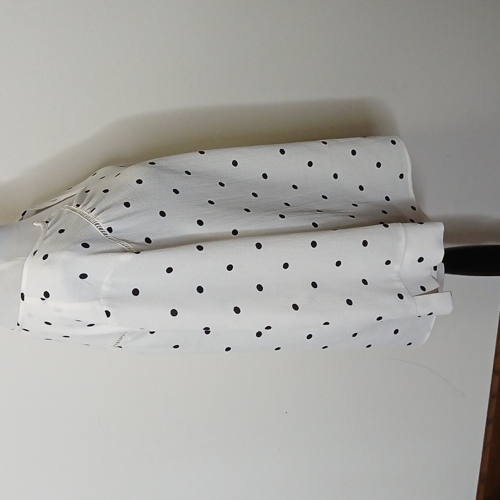 Fever women's slit collar polka dot quarter sleeve blouse size large - Picture 5 of 13
